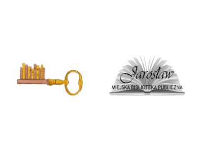 Klucz i logo Miejskiej Biblioteki Publicznej w Jarosławiu.