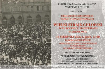 Plakat - Wielki Strajk Chłopski. 15 sierpnia 2022r. o godzinie 17:00.