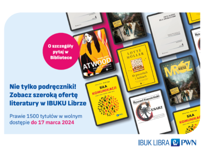 Grafika prezentująca okładki e-książek dostępnych w promocji dla czytelników