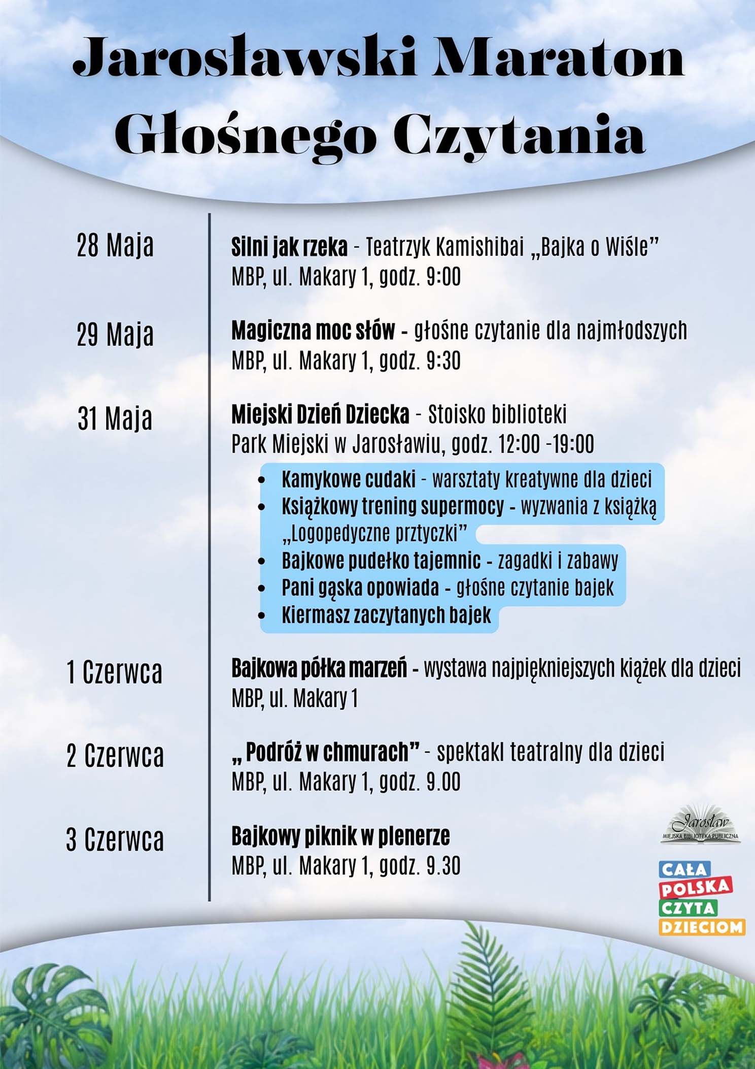 Plakat Jarosławskiego Maratonu Głośnego Czytania